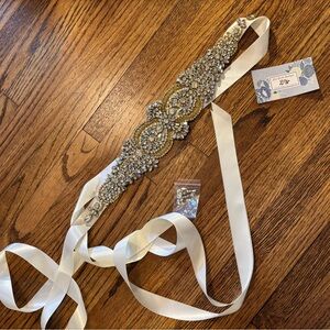Gold and Silver Beaded Sash/Belt for Wedding Dress